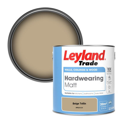 Leyland Trade Hardwearing Matt Emulsion Paint Beige Tellin (PPG15-31) 2.5L