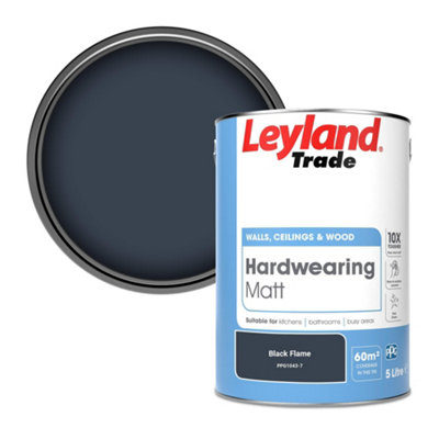 Leyland Trade Hardwearing Matt Emulsion Paint Black Flame (PPG1043-7) 5L