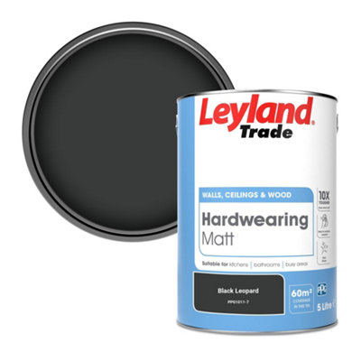 Leyland Trade Hardwearing Matt Emulsion Paint Black Leopard (PPG1011-7) 5L