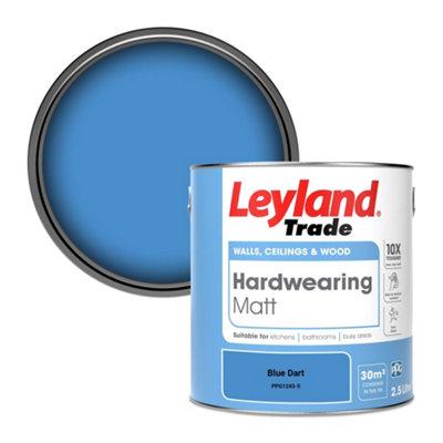 Leyland Trade Hardwearing Matt Emulsion Paint Blue Dart (PPG1243-5) 2.5L
