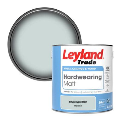 Leyland Trade Hardwearing Matt Emulsion Paint Churchyard Rain (PPG1144-1) 2.5L