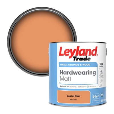 Leyland Trade Hardwearing Matt Emulsion Paint Copper River (PPG1196-5) 2.5L