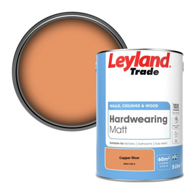 Leyland Trade Hardwearing Matt Emulsion Paint Copper River (PPG1196-5) 5L