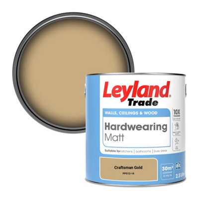 Leyland Trade Hardwearing Matt Emulsion Paint Craftsman Gold (PPG12-14) 2.5L