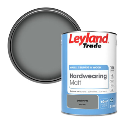Leyland Trade Hardwearing Matt Emulsion Paint Dusty Grey (RAL 7037) 5L