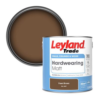 Leyland Trade Hardwearing Matt Emulsion Paint Fawn Brown (RAL 8007) 2.5L