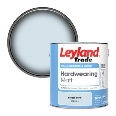 Leyland Trade Hardwearing Matt Emulsion Paint Frozen Steel (PPG1242-1) 2.5L