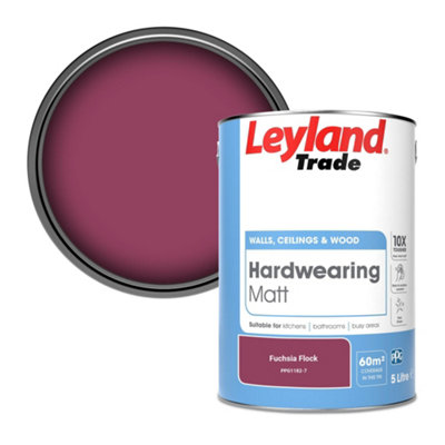 Leyland Trade Hardwearing Matt Emulsion Paint Fuchsia Flock (PPG1182-7) 5L
