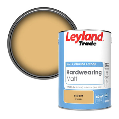 Leyland Trade Hardwearing Matt Emulsion Paint Gold Buff (PPG1208-4) 5L