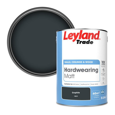 Leyland Trade Hardwearing Matt Emulsion Paint Graphite (18B29) 5L
