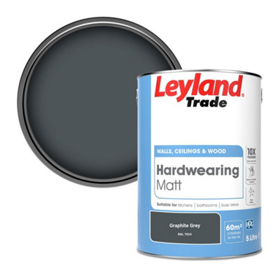 Leyland Trade Hardwearing Matt Emulsion Paint Graphite Grey (RAL 7024) 5L