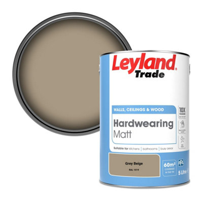 Leyland Trade Hardwearing Matt Emulsion Paint Grey Beige (RAL 1019) 5L