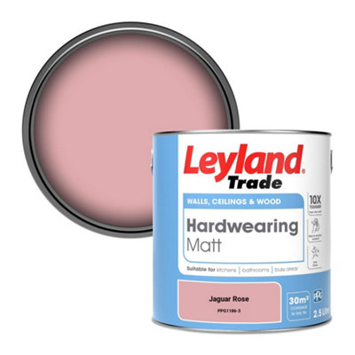 Leyland Trade Hardwearing Matt Emulsion Paint Jaguar Rose (PPG1186-3) 2.5L