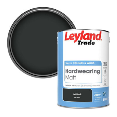 Leyland Trade Hardwearing Matt Emulsion Paint Jet Black (RAL 9005) 5L
