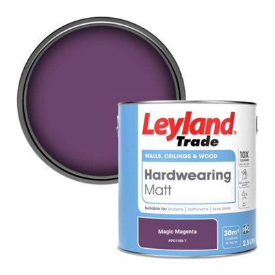 Leyland Trade Hardwearing Matt Emulsion Paint Magic Magenta (PPG1180-7) 2.5L