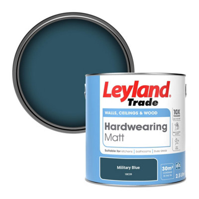 Leyland Trade Hardwearing Matt Emulsion Paint Military Blue (18C39) 2.5L