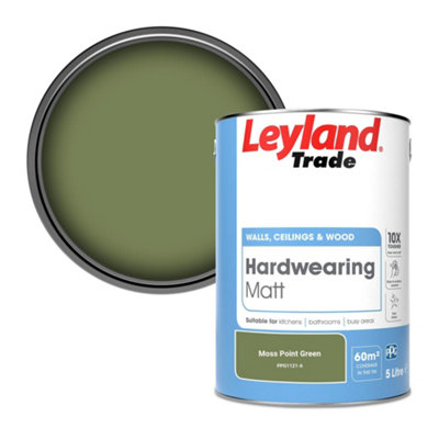 Leyland Trade Hardwearing Matt Emulsion Paint Moss Point Green (PPG1121-6) 5L