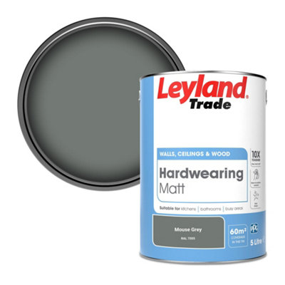 Leyland Trade Hardwearing Matt Emulsion Paint Mouse Grey (RAL 7005) 5L
