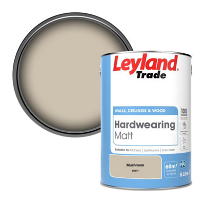 Leyland Trade Hardwearing Matt Emulsion Paint Mushroom (08B17) 5L