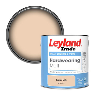 Leyland Trade Hardwearing Matt Emulsion Paint Orange Milk (PPG1197-3) 2.5L