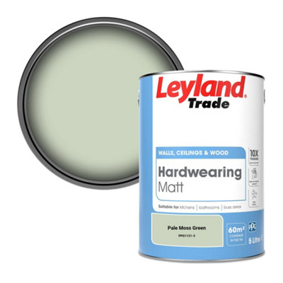 Leyland Trade Hardwearing Matt Emulsion Paint Pale Moss Green (PPG1121-3) 5L