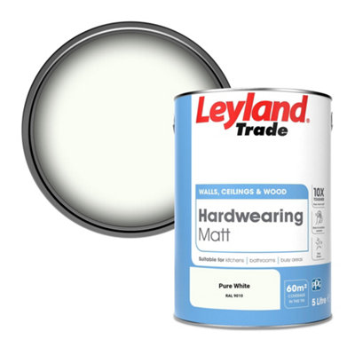 Leyland Trade Hardwearing Matt Emulsion Paint Pure White (RAL 9010) 5L