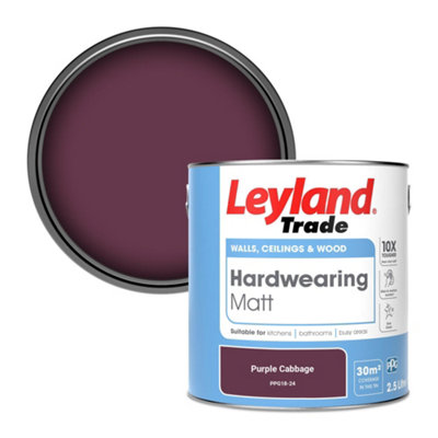 Leyland Trade Hardwearing Matt Emulsion Paint Purple Cabbage (PPG18-24) 2.5L