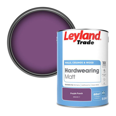 Leyland Trade Hardwearing Matt Emulsion Paint Purple Punch (PPG1251-7) 5L