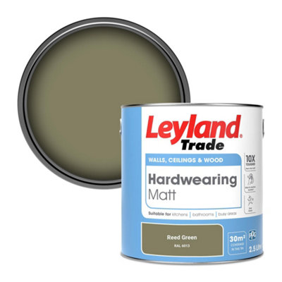 Leyland Trade Hardwearing Matt Emulsion Paint Reed Green (RAL 6013) 2.5L