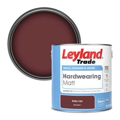 Leyland Trade Hardwearing Matt Emulsion Paint Ruby Lips (PPG1052-7) 2.5L