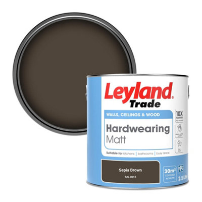 Leyland Trade Hardwearing Matt Emulsion Paint Sepia Brown (RAL