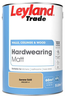 Leyland Trade Hardwearing Matt Emulsion Paint Serene Gold (PPG1091-4) 5L