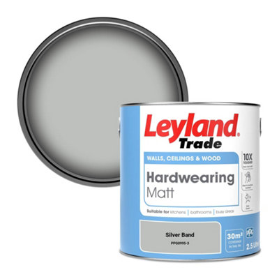 Leyland Trade Hardwearing Matt Emulsion Paint Silver Band (PPG0995-3) 2.5L