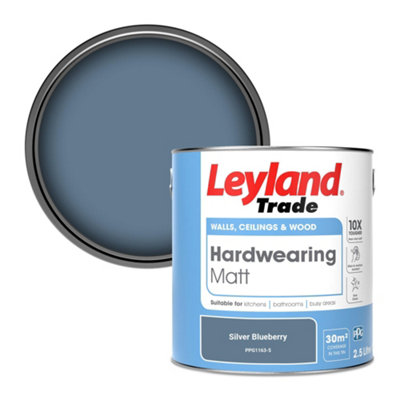 Leyland Trade Hardwearing Matt Emulsion Paint Silver Blueberry (PPG1163-5) 2.5L