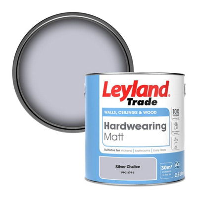 Leyland Trade Hardwearing Matt Emulsion Paint Silver Chalice (PPG1174-3) 2.5L