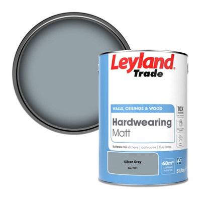 Leyland Trade Hardwearing Matt Emulsion Paint Silver Grey (RAL 7001) 5L