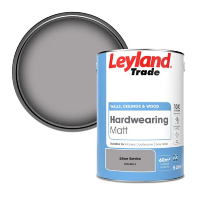 Leyland Trade Hardwearing Matt Emulsion Paint Silver Service (PPG1004-4) 5L