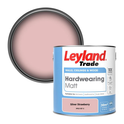 Leyland Trade Hardwearing Matt Emulsion Paint Silver Strawberry (PPG1187-3) 2.5L