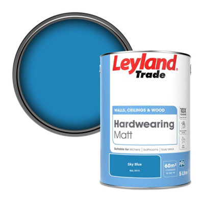 Leyland Trade Hardwearing Matt Emulsion Paint Sky Blue (RAL 5015) 5L