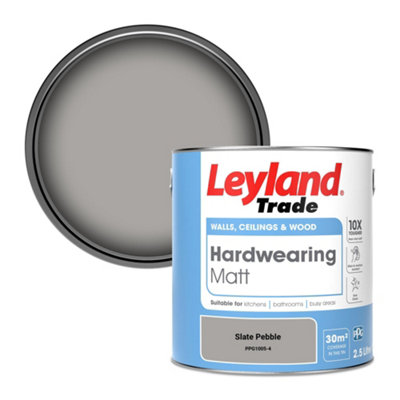 Leyland Trade Hardwearing Matt Emulsion Paint Slate Pebble (PPG1005-4) 2.5L