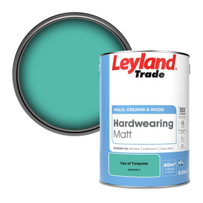 Leyland Trade Hardwearing Matt Emulsion Paint Tint of Turquoise