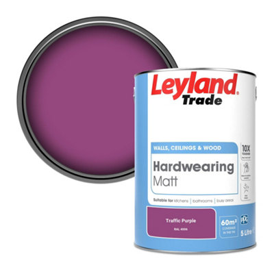 Leyland Trade Hardwearing Matt Emulsion Paint Traffic Purple (RAL 4006) 5L