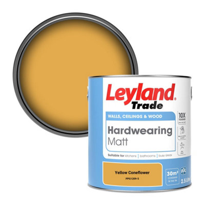 Leyland Trade Hardwearing Matt Emulsion Paint Yellow Coneflower (PPG1209-5) 2.5L