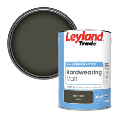 Leyland Trade Hardwearing Matt Emulsion Paint Yellow Olive (RAL 6014) 5L