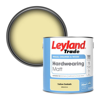 Leyland Trade Hardwearing Matt Emulsion Paint Yellow Sunbath (PPG1213-4) 2.5L