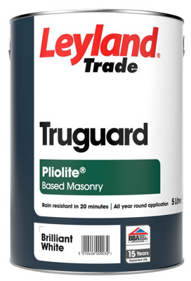 Leyland Trade Smooth Truguard Pliolite Masonry Paint Brilliant White - 5L