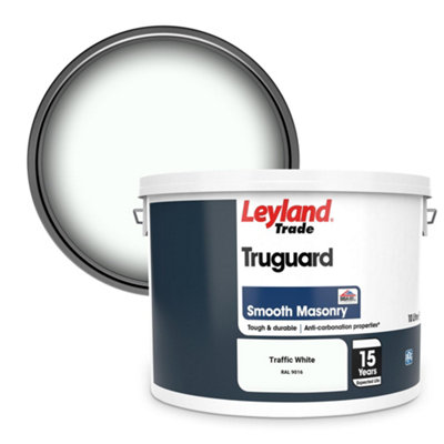 Leyland Trade Truguard Smooth Masonry Paint Traffic White (RAL 9016) 10L