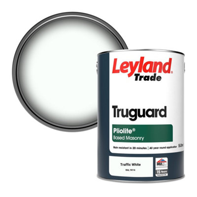 Leyland Trade Truguard Smooth Pliolite Masonry Paint Traffic White (RAL 9016) 5L