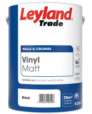 Leyland Trade Vinyl Matt Emulsion Paint - Black - 5L