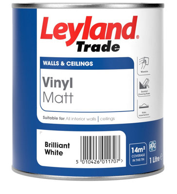 Leyland Trade Vinyl Matt Emulsion Paint - Brilliant White - 1L